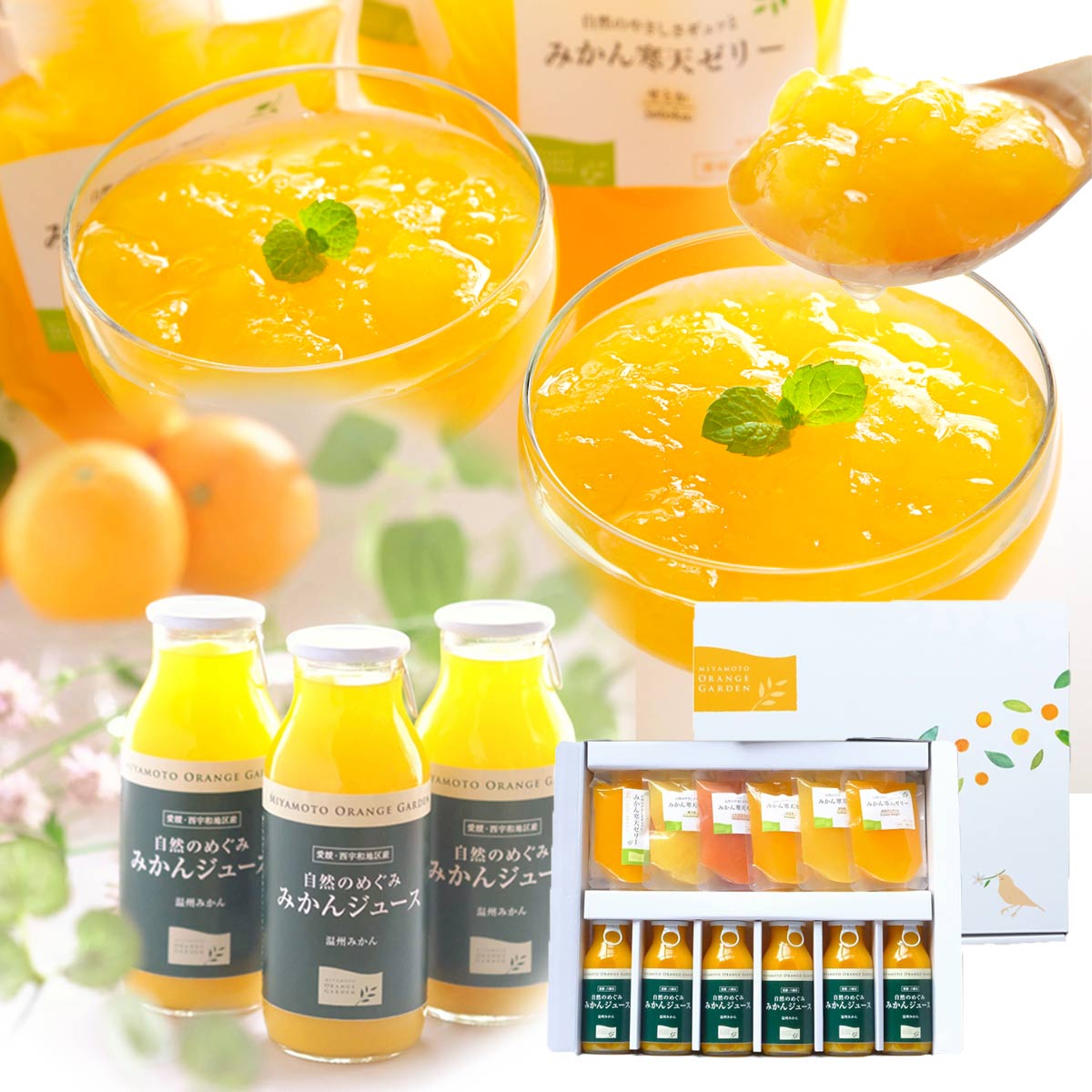 100%ストレートみかんジュース みかん寒天ゼリー 詰め合わせ ギフトセット 贈答箱入り